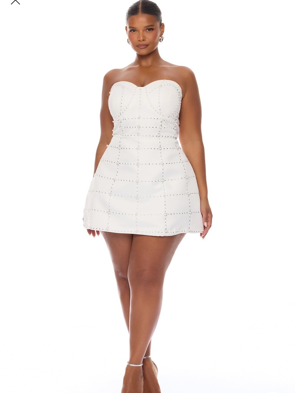 NWT Strapless White Studded Mini Dress - Size 1X